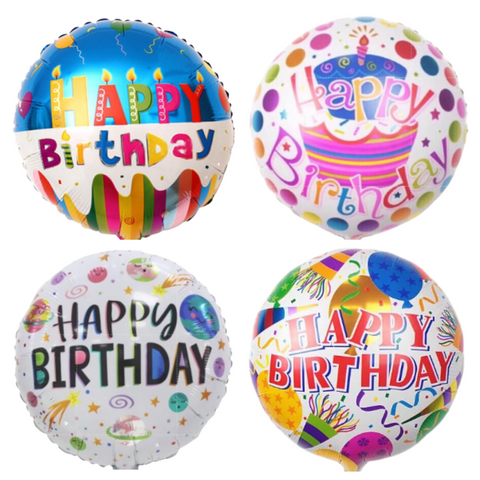 1 Piece - 18" Round Shape Happy Birthday Balloon (Random Design)